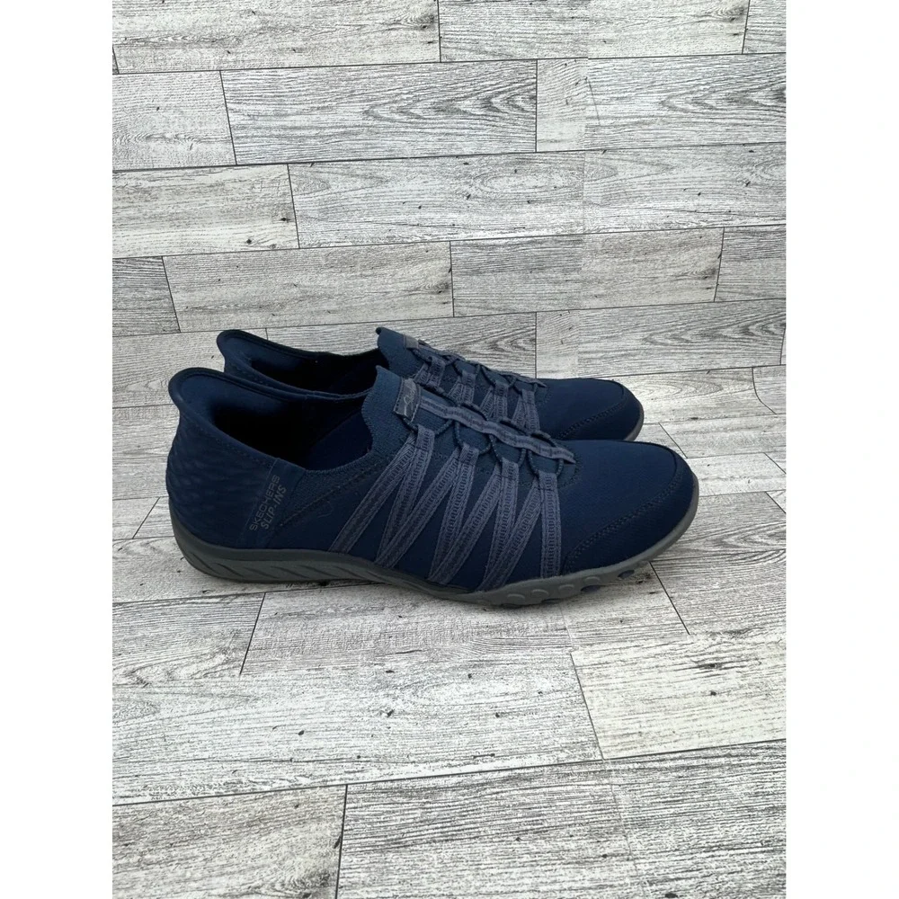 Skechers Slip-ins Reggae Slim Takes Two Navy Blue Sneakers 100593 Women Size 9.5